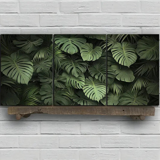 3pcs Botanical Green Plants Under The Sunshine Metal Print Ready to Hang Art