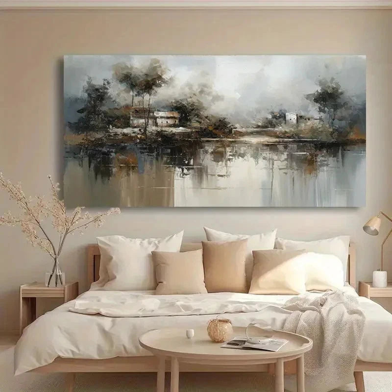 Melancholy Rain Scene Abstract Wall Art Canvas Office Home Room Framed 120x60cm
