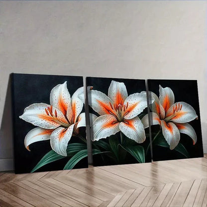 3 PCS Lilies Design Wall Art Set Canvas Unframed - High Quality Print 100% Australian Made Wall Canvas - Bella Home Decor