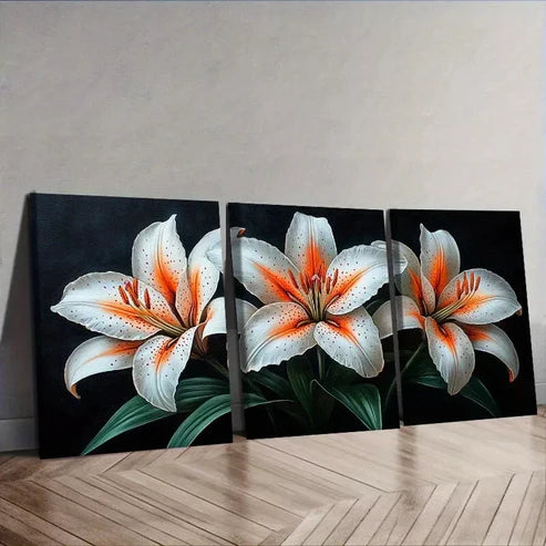 3 PCS Lilies Design Wall Art Set Canvas Unframed - High Quality Print 100% Australian Made Wall Canvas