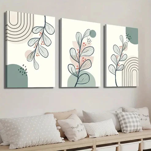3pcs Sage Green Beige Boho Art Wall Art Set Canvas Unframed - High Quality Print 100% Australian Made Wall Canvas