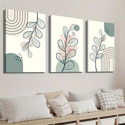 3pcs Sage Green Beige Boho Art Wall Art Set Canvas Unframed - High Quality Print 100% Australian Made Wall Canvas