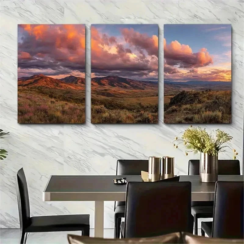 3pcs Original Landscape Wildflower Perfect Wall Art Set Canvas Framed 50x70cm - High Quality Print 100% Australian Made Wall Canvas Ready to Hang