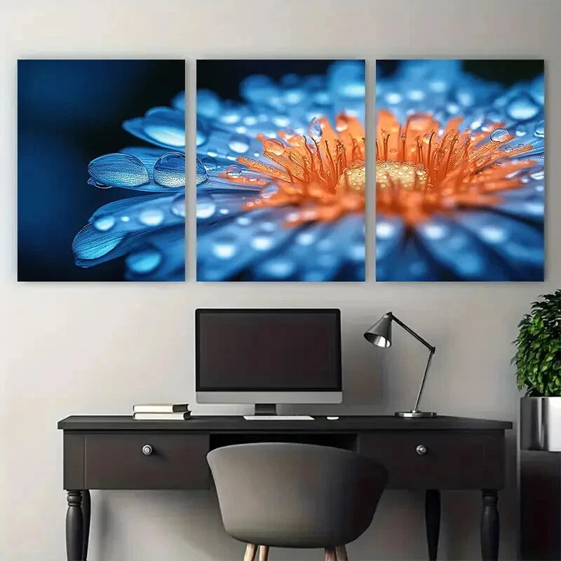 3pcs Dandelion with Water Droplets Photography Metal Print Ready to Hang Art - Bella Home Decor