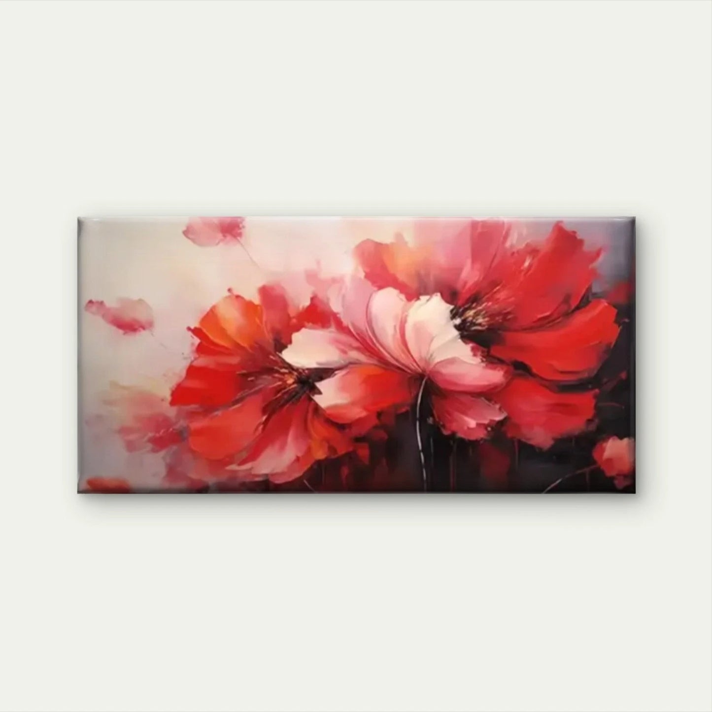 Red Flowers Petal White Wall Art Canvas Office Home Room Framed 120x60cm