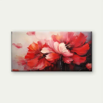 Red Flowers Petal White Wall Art Canvas Office Home Room Framed 120x60cm