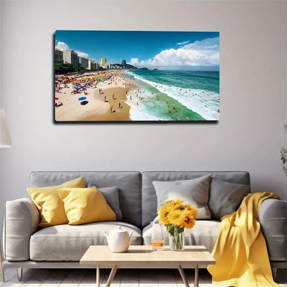 Rio De Janeiro Beach Wall Art Canvas Office Home Room Framed 120x60cm