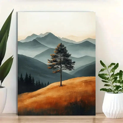 Beautiful Neutral Sepia Landscape With Soft Painting 40x60cm Metal Print Ready to Hang - Bella Home Decor