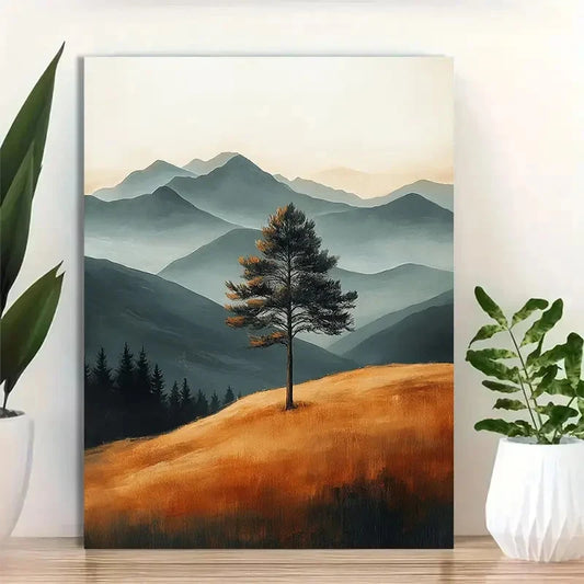 Beautiful Neutral Sepia Landscape With Soft Painting 40x60cm Metal Print Ready to Hang