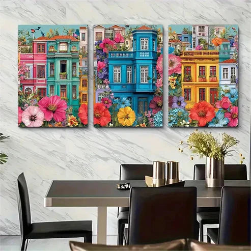 3pcs Vibrant Cityscape Wall Art Canvas Unframed - High Quality Print 100% Australian Made Wall Canvas - Bella Home Decor