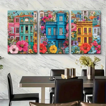 3pcs Vibrant Cityscape Wall Art Canvas Unframed - High Quality Print 100% Australian Made Wall Canvas - Bella Home Decor