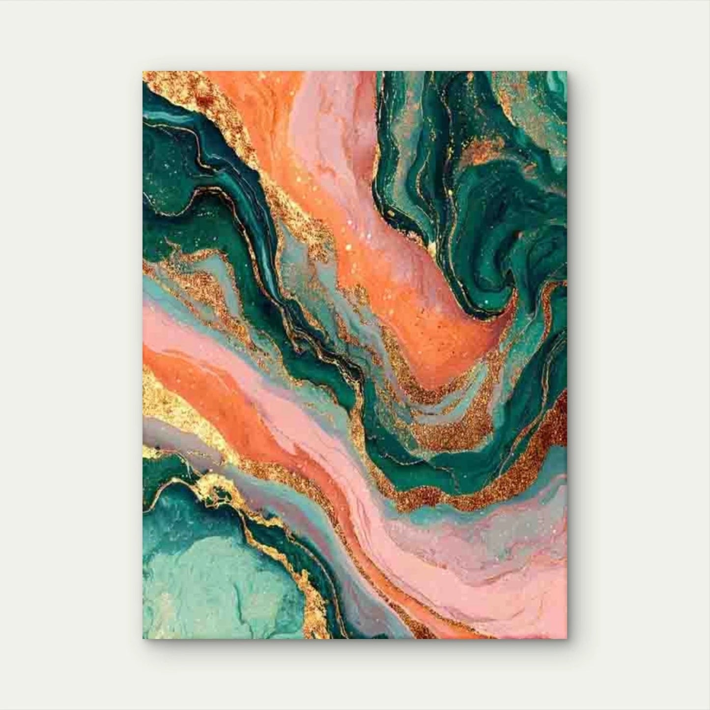 Orange And Green Marble Metal Print Ready to Hang