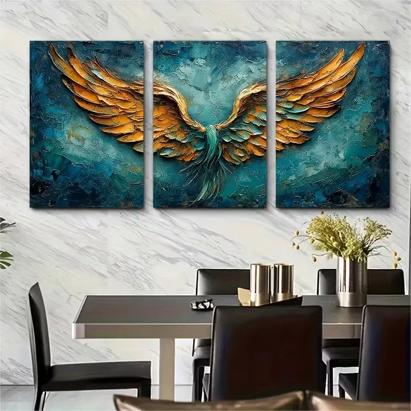 3pcs Vibrant Abstract Impasto Oil Painting Metal Print Ready to Hang Art