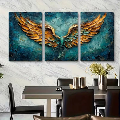 3pcs Vibrant Abstract Impasto Oil Painting Metal Print Ready to Hang Art