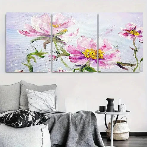 3pcs Romantic Pink Peony Floral Wall Art Canvas Unframed - High Quality Print 100% Australian Made Wall Canvas
