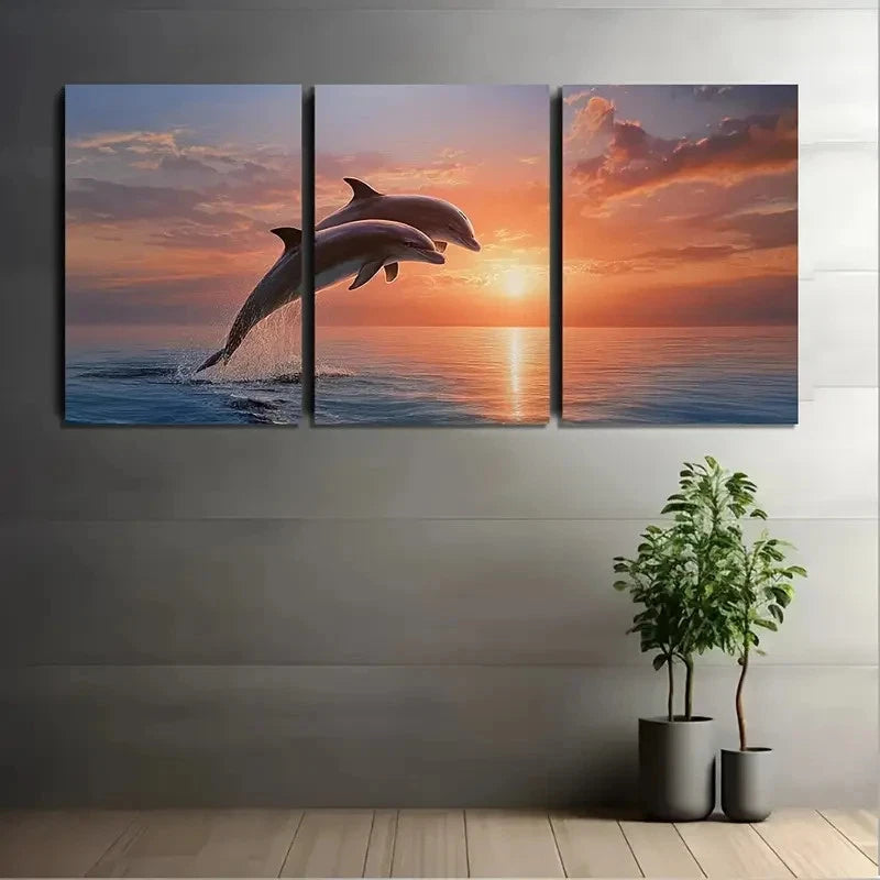 3pcs Beautiful Sunset Over The Ocean Wall Art Set Canvas Framed 60x90cm - High Quality Print 100% Australian Made Wall Canvas Ready to Hang