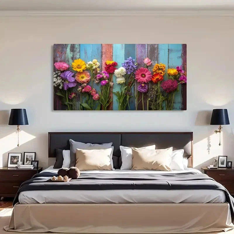Vibrant Daisy Rose Arrangement Wall Art Canvas Office Home Room Framed 120x60cm - Bella Home Decor
