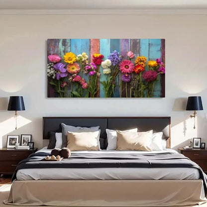 Vibrant Daisy Rose Arrangement Wall Art Canvas Office Home Room Framed 120x60cm - Bella Home Decor