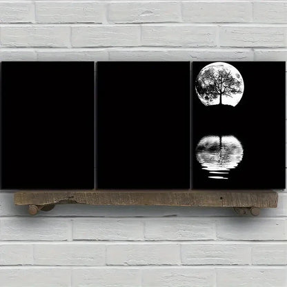 3pcs Reflection of Trees Moonlight Metal Print Ready to Hang Art - Bella Home Decor
