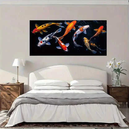 Vibrant Koi Fish Modern Wall Art Canvas Office Home Room Framed 120x60cm