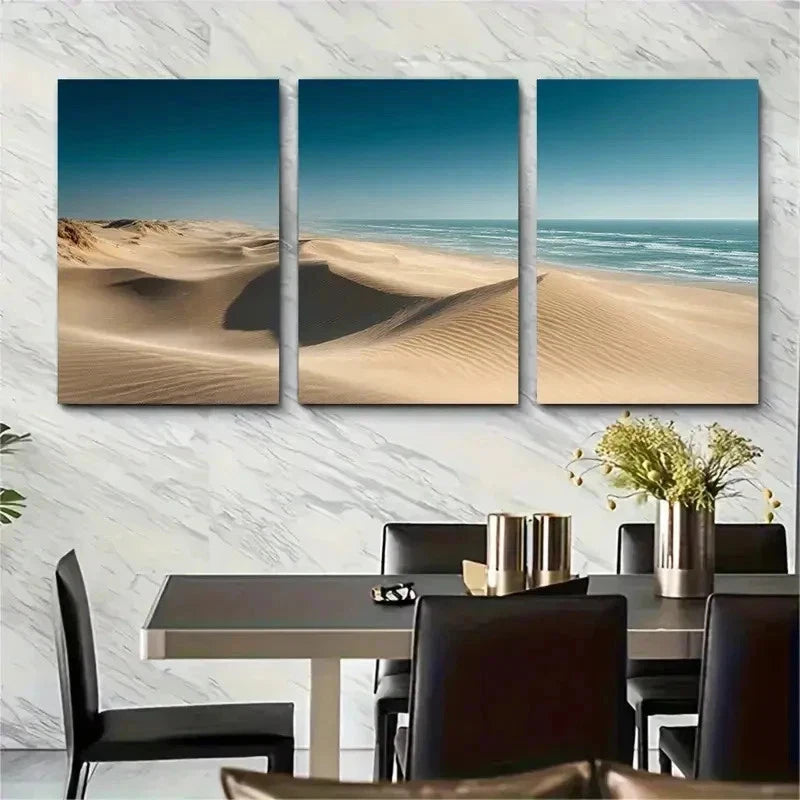 3pcs Beach Sea Sand Nature Landscape Perfect Wall Art Set Canvas Framed 50x70cm - High Quality Print 100% Australian Made Wall Canvas Ready to Hang - Bella Home Decor