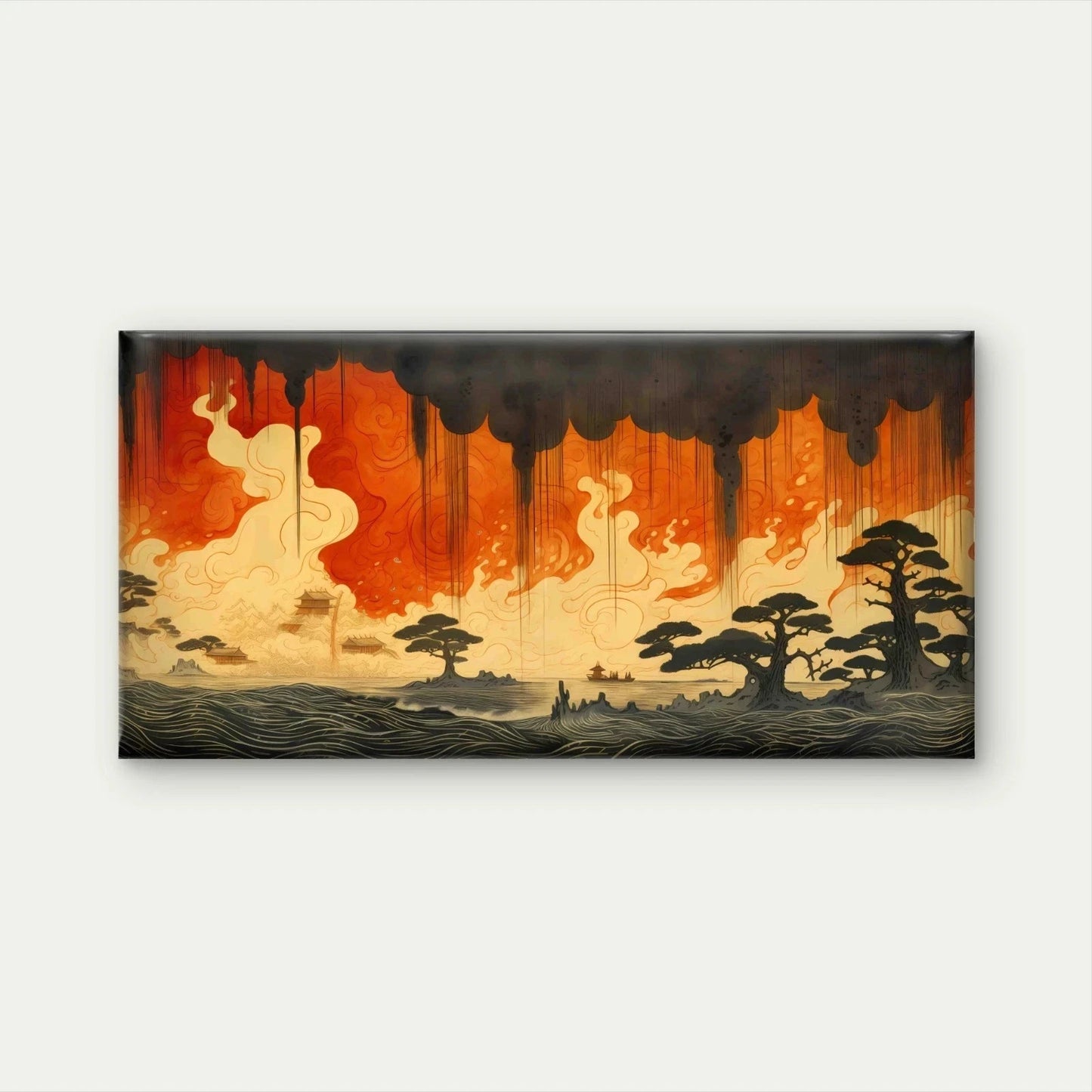 Flames of Eternity Wall Art Canvas Office Home Room Framed 120x60cm