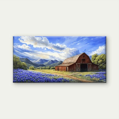 Hill barn Purple Flower Wall Art Canvas Office Home Room Framed 120x60cm
