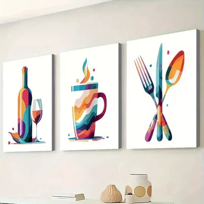 3pcs modern abstract kitchen decoration coffee Wall Art Set Wall Art Canvas Unframed - High Quality Print 100% Australian Made Wall Canvas