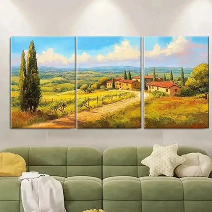 3pcs Vibrant Italian Countryside Scenery TI  Wall Art Set Canvas Framed 60x90cm - High Quality Print 100% Australian Made Wall Canvas Ready to Hang