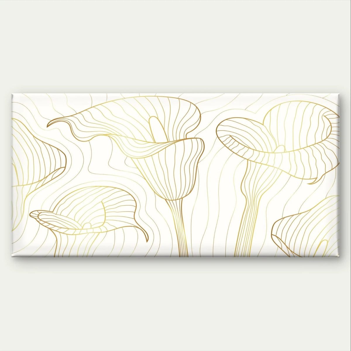 Minimalist Gold and White Lily Line Art Wall Art Canvas Office Home Framed 120x60