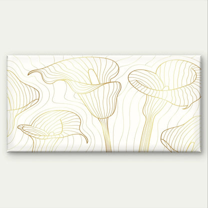 Minimalist Gold and White Lily Line Art Wall Art Canvas Office Home Framed 120x60