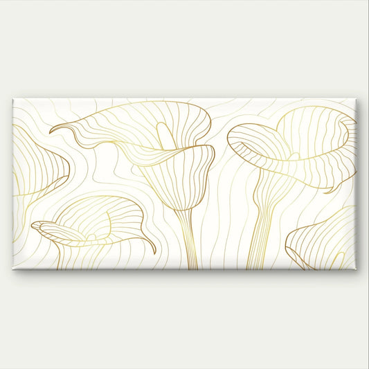 Minimalist Gold and White Lily Line Art Wall Art Canvas Office Home Framed 120x60