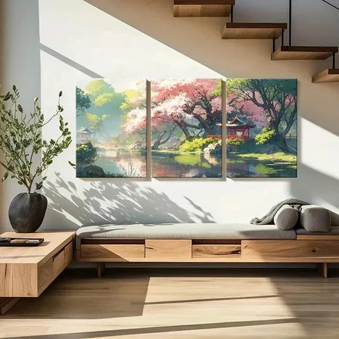 3pcs Cherry Blossom Tree Modern Decoration Wall Art Canvas Unframed - High Quality Print 100% Australian Made Wall Canvas - Bella Home Decor