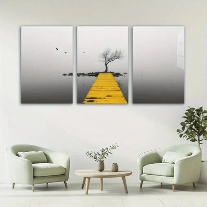 3pcs Seaside Flying Birds and Trees Themed Metal Print Ready to Hang Art - Bella Home Decor