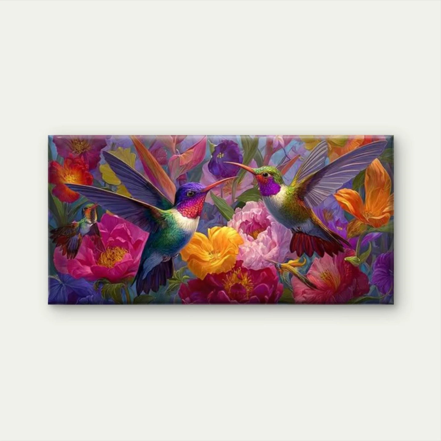 Colorful Bird & Flower Wall Art Canvas Office Home Room Framed 120x60cm - Bella Home Decor