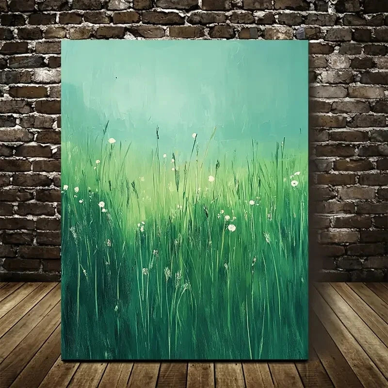 Vibrant Nature Scene with Wildflowers Painting 40x60cm Metal Print Ready to Hang - Bella Home Decor