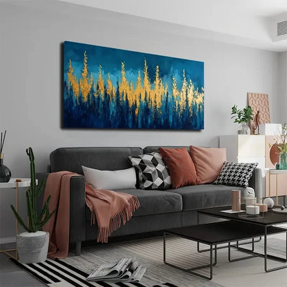 Golden Plant Abstract Wall Art Canvas Office Home Room Framed 120x60cm
