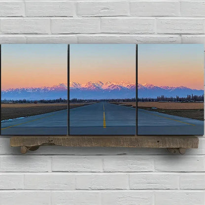 3pcs Sunset Glow Highway Road Trio Metal Print Ready to Hang Art - Bella Home Decor