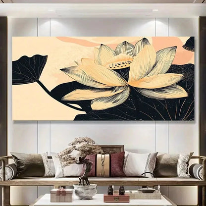 Black White & Golden Retro Wall Art Canvas Office Home Room Framed 120x60cm