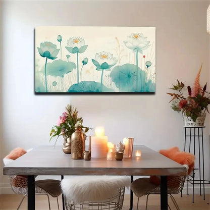 White For Lotus Wall Art Canvas Office Home Room Framed 120x60cm