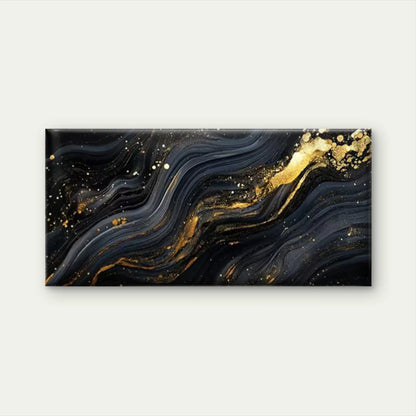 Black & Golden Marble Abstract Wall Art Canvas Office Home Room Framed 120x60cm - Bella Home Decor