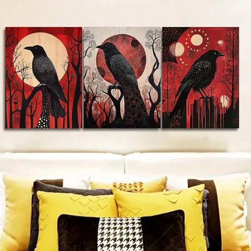 3pcs The Psychic Crow Wall Art Set Wall Art Canvas Unframed – High Quality Print 100% Australian Made Wall Canvas