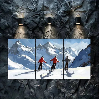 3pcs Alpine Downhill Skiing Wall Art Canvas Unframed - High Quality Print 100% Australian Made Wall Canvas - Bella Home Decor