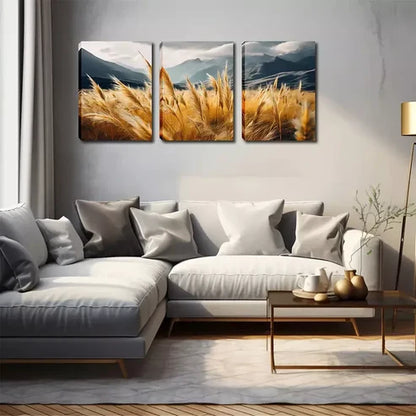 3pcs Exquisite Design, Grass Below The Hill Wall Art Set Wall Art Canvas Unframed - High Quality Print 100% Australian Made Wall Canvas