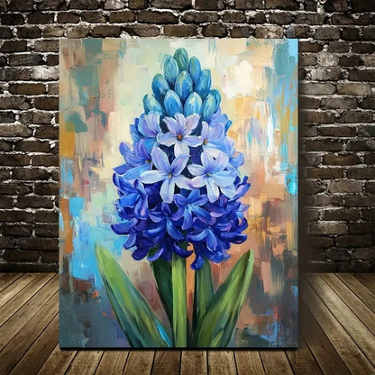 Vibrant Blue Hyacinth Flower Painting 40x60cm Metal Print Ready to Hang - Bella Home Decor