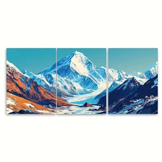 3pcs Sagarmatha National Park Wall Art Set Canvas Framed 60x90cm - High Quality Print 100% Australian Made Wall Canvas Ready to Hang