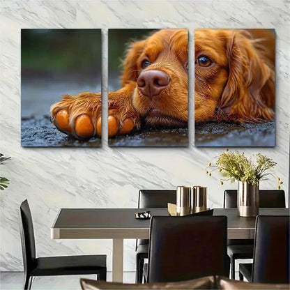 3pcs Adorable Spaniel Paw Watercolor Perfect Wall Art Set Canvas Framed 50x70cm - High Quality Print 100% Australian Made Wall Canvas Ready to Hang - Bella Home Decor