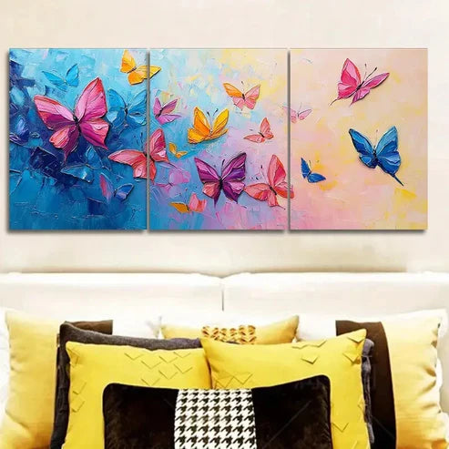 3pcs Lots of butterflies dancing Wall Art Set Canvas Unframed - High Quality Print 100% Australian Made Wall Canvas