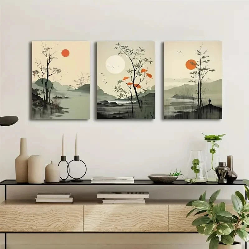3pcs landscape oil painting Metal Print Ready to Hang Art