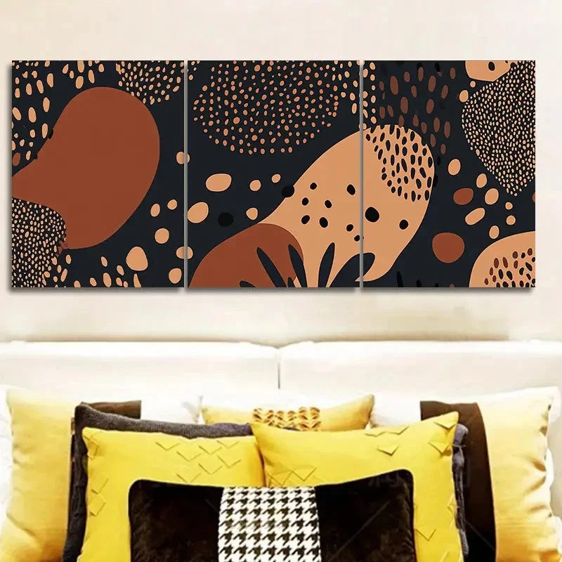 3pcs Leopard Print Pattern Painting  Wall Art Set Canvas Framed 50x70cm - High Quality Print 100% Australian Made Wall Canvas Ready to Hang